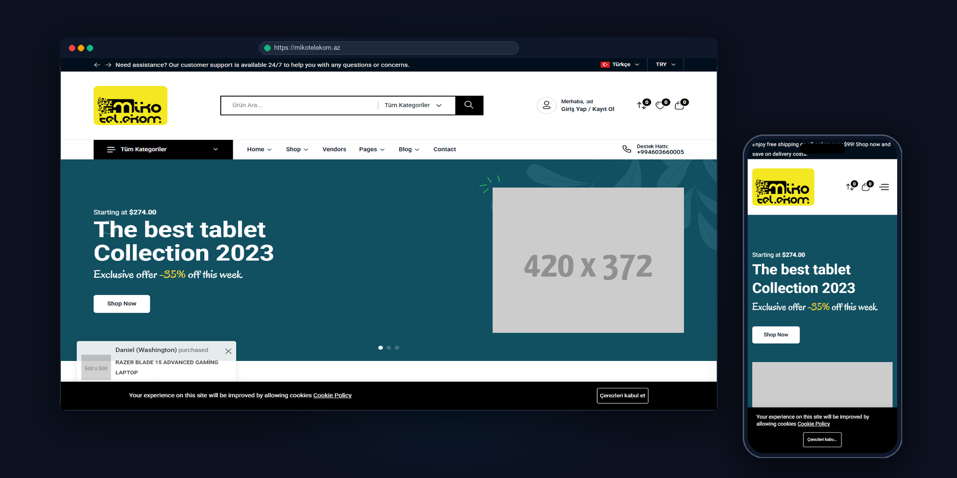 Miko Telekom: Network & Telecommunications Infrastructure Portal website screenshot