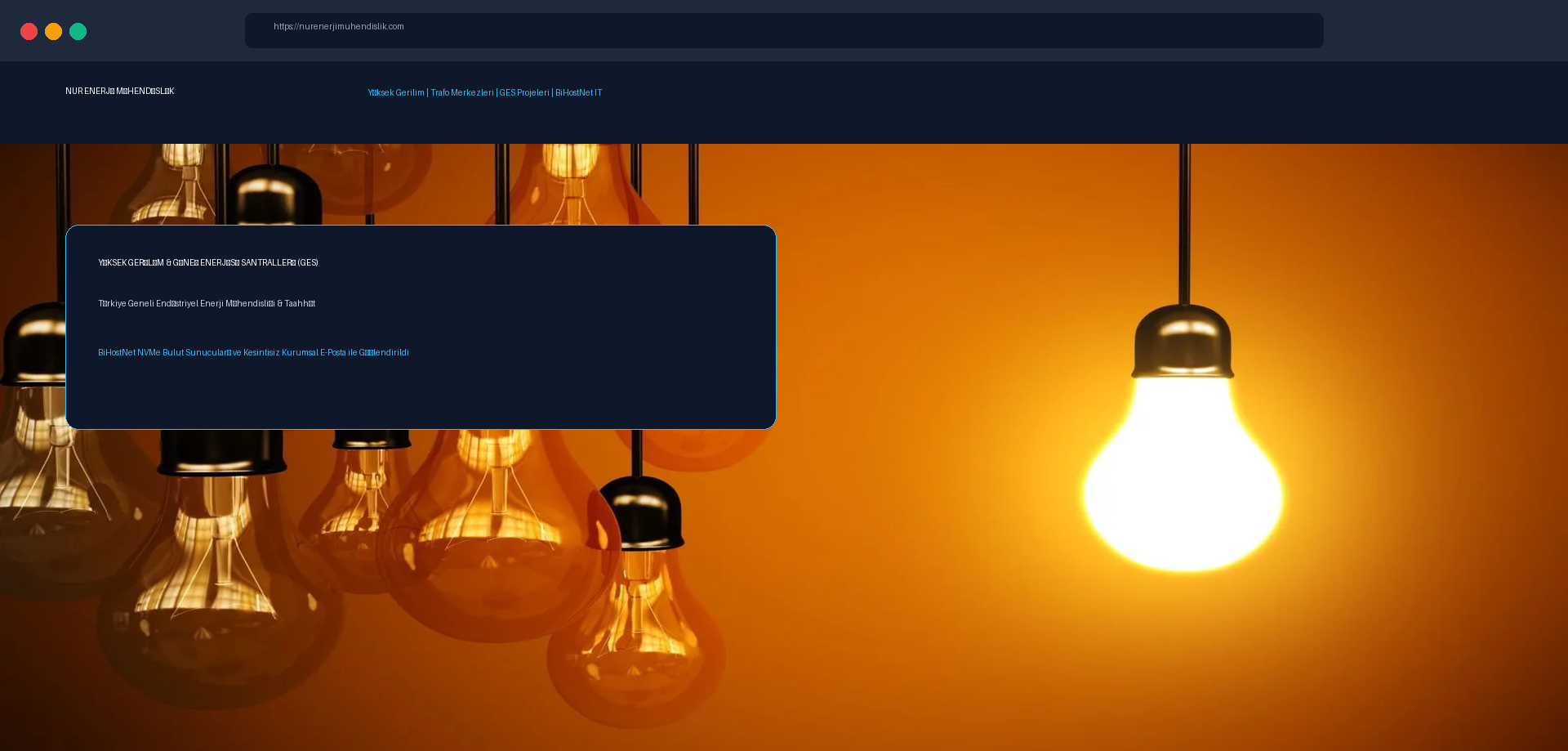 Nur Enerji Engineering: High Voltage Grids, Solar Plants (GES) & Enterprise Cloud IT website screenshot