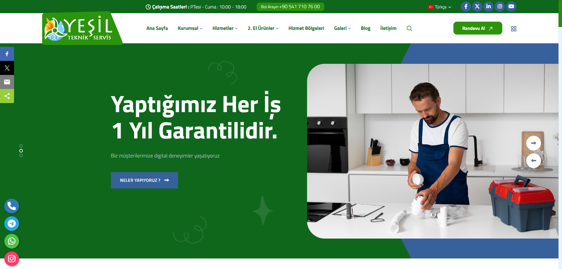 Yeşil Technical Services: Trusted Regional Repair & Maintenance Portal website screenshot